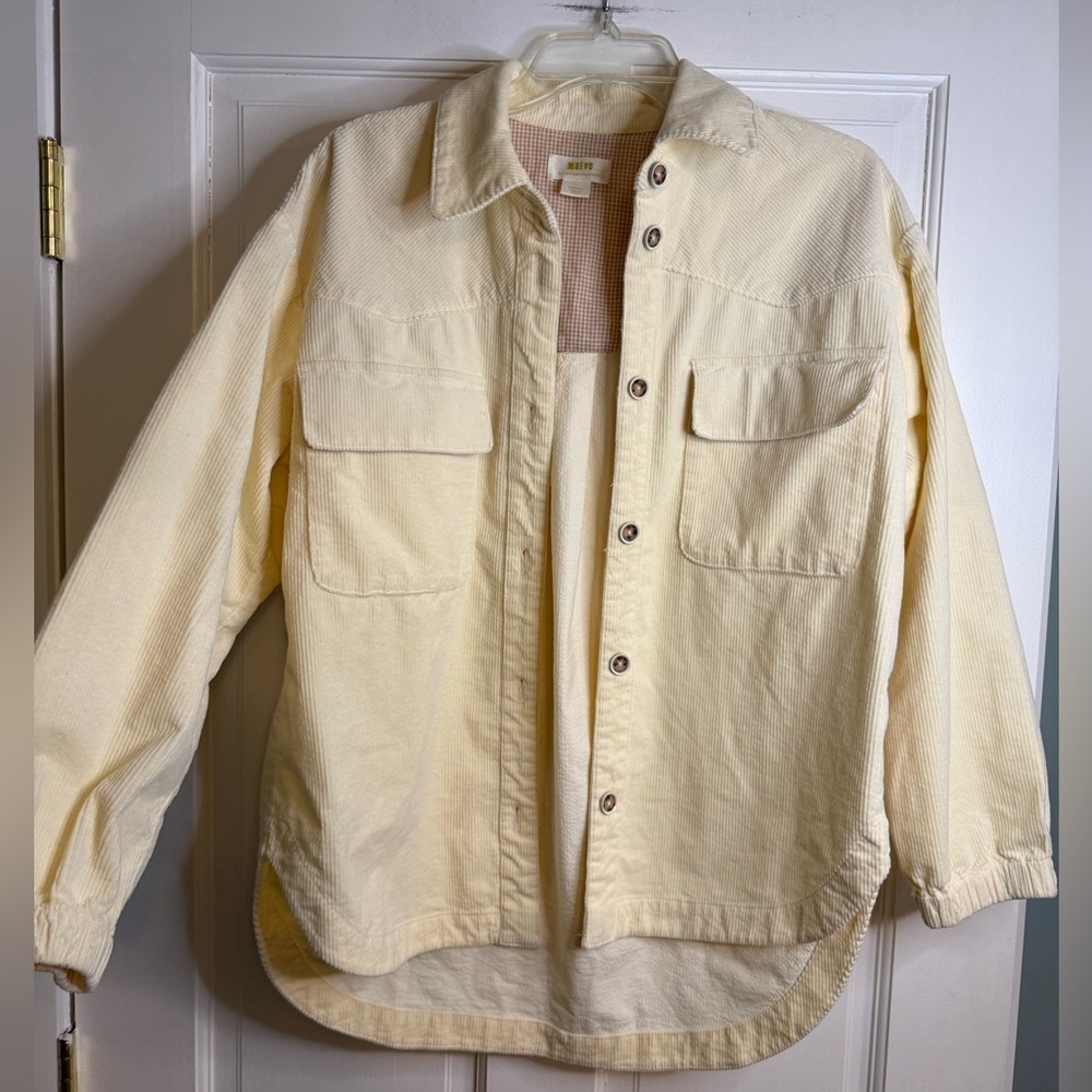Maeve by Anthropologie Corduroy Cream Shacket
